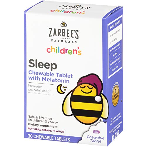 Sommeil pour enfants de Zarbee's Naturals avec supplément de mélatonine, arôme naturel de raisin, 30 comprimés à croquer