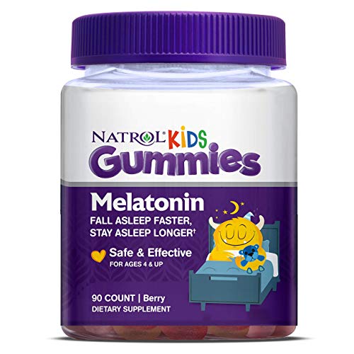 Natrol Kids Melatonin Gummies, Aide les enfants à dormir, 100% sans médicament, Facile à prendre, Absorption plus rapide, Formule douce, Arôme naturel de baies, 1 mg, 90 Gummies