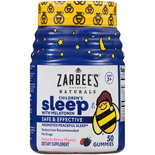 Sommeil pour enfants de Zarbee's Naturals avec supplément de mélatonine, arôme naturel de baies, 50 gummies