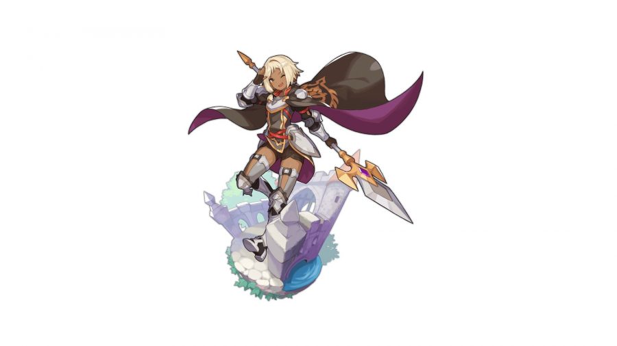 Dragalia Lost tier list shadow Patia Une fille avec une cape tenant une arme d'hast