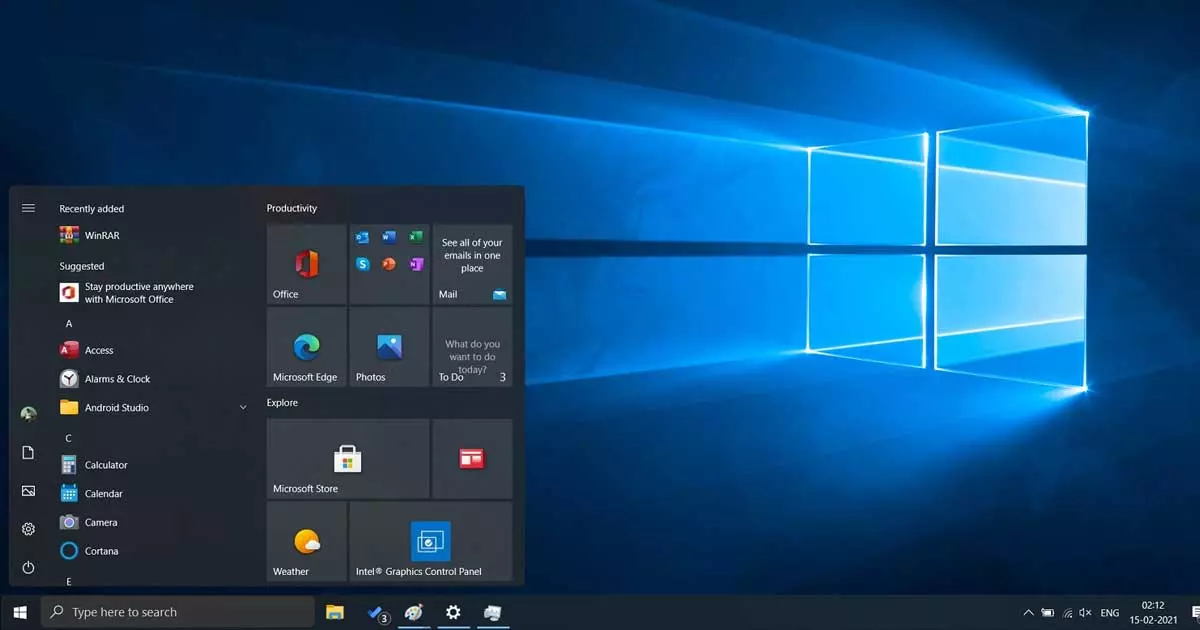 Windows 10 nouveau menu 21h2