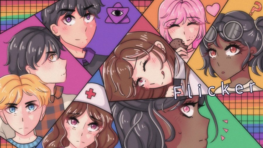 Un groupe de personnages Flicker avec des arrière-plans lumineux