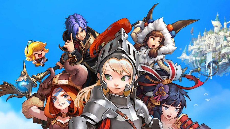 Un groupe de héros sur fond bleu