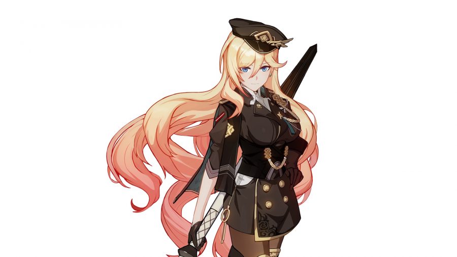 Durandal dans une tenue militaire marron